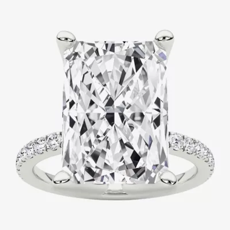 Grown Gorgeous (F / Vs2) Womens CT. T.W. Lab White Diamond 14K Gold Rectangular Side Stone Engagement Ring