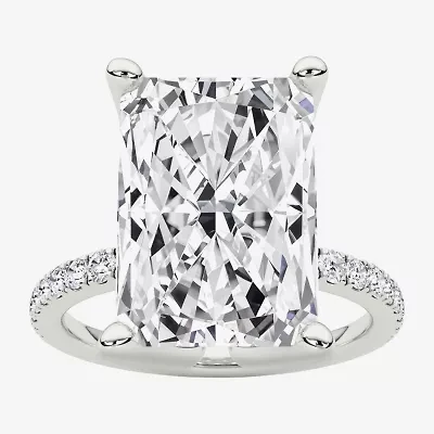 Grown Gorgeous (F / Vs2) Womens 6 CT. T.W. Lab White Diamond 14K Gold Rectangular Side Stone Engagement Ring