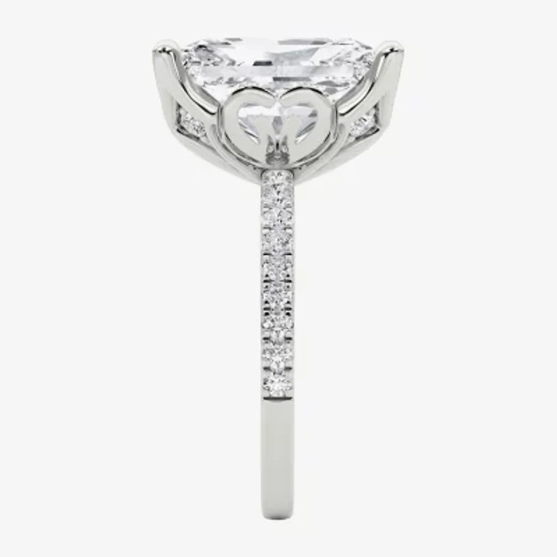 Grown Gorgeous (F / Vs2) Womens CT. T.W. Lab White Diamond 14K Gold Rectangular Side Stone Engagement Ring