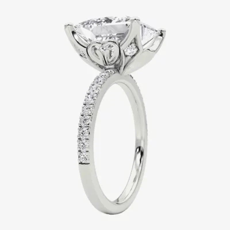 Grown Gorgeous (F / Vs2) Womens 6 CT. T.W. Lab White Diamond 14K Gold Side Stone Engagement Ring