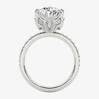 Grown Gorgeous (F / Vs2) Womens 6 CT. T.W. Lab White Diamond 14K Gold Oval Side Stone Engagement Ring