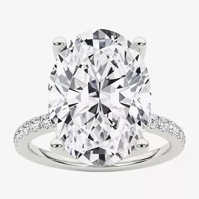 Grown Gorgeous (F / Vs2) Womens 6 CT. T.W. Lab White Diamond 14K Gold Oval Side Stone Engagement Ring