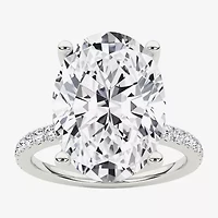 Grown Gorgeous (F / Vs2) Womens 6 CT. T.W. Lab White Diamond 14K Gold Oval Side Stone Engagement Ring