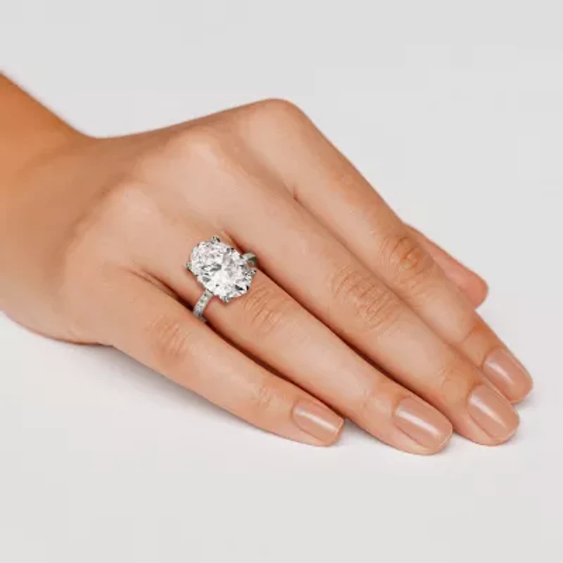 Grown Gorgeous (F / Vs2) Womens 6 CT. T.W. Lab White Diamond 14K Gold Oval Side Stone Engagement Ring