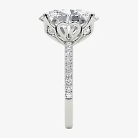 Grown Gorgeous (F / Vs2) Womens 6 CT. T.W. Lab White Diamond 14K Gold Oval Side Stone Engagement Ring