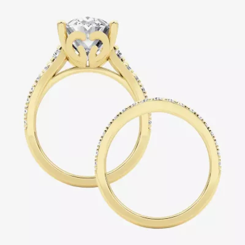 Grown Gorgeous (F / Vs2) Womens 5 3/8 Ct. T.W. Lab Grown White Diamond 14K Gold Oval Side Stone Bridal Set