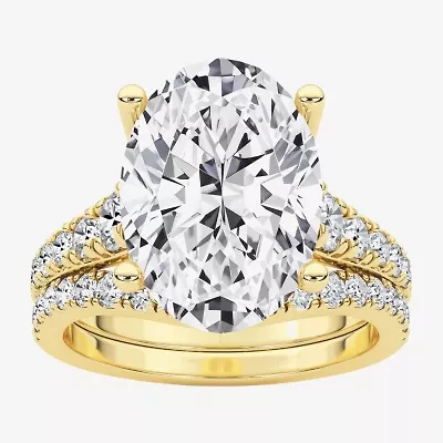 Grown Gorgeous (F / Vs2) Womens 5 3/8 Ct. T.W. Lab Grown White Diamond 14K Gold Oval Side Stone Bridal Set