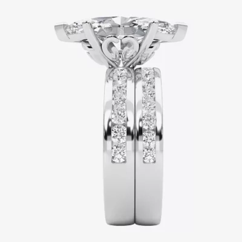 Grown Gorgeous (F / Vs2) Womens 1/ Ct. T.W. Lab White Diamond 14K Gold Marquise Side Stone Bridal Set