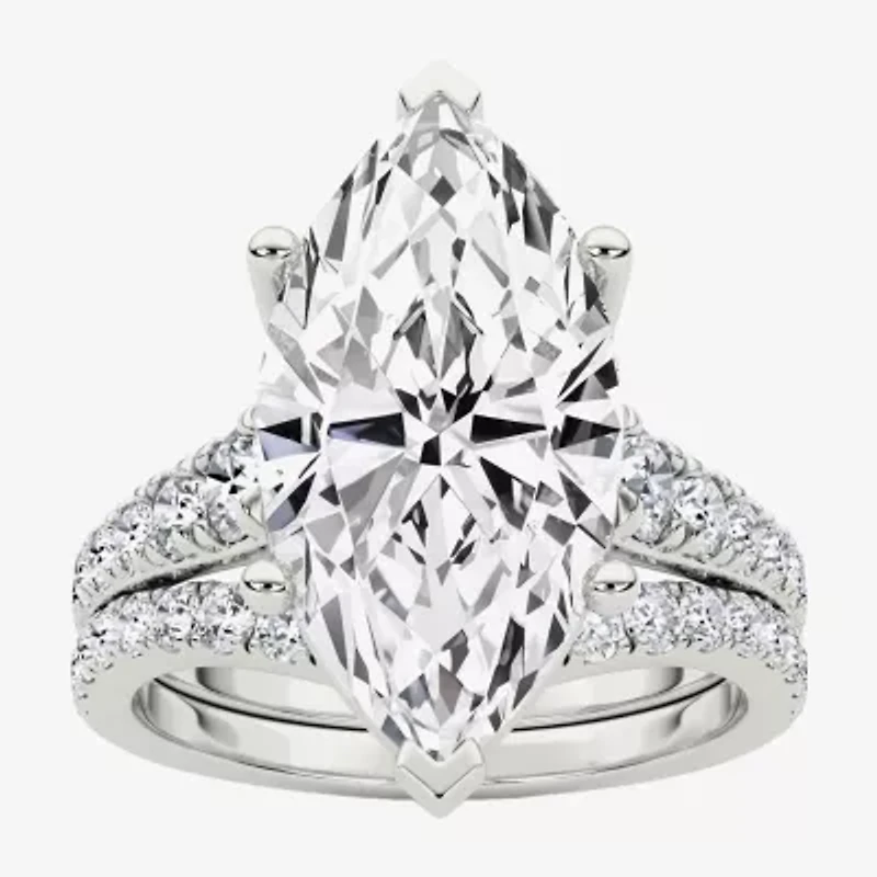 Grown Gorgeous (F / Vs2) Womens 8 /4 Ct. T.W. Lab White Diamond 14K Gold Marquise Side Stone Bridal Set