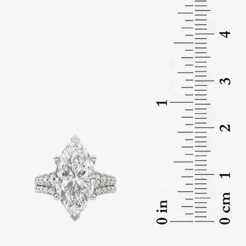 Grown Gorgeous (F / Vs2) Womens 8 /4 Ct. T.W. Lab White Diamond 14K Gold Marquise Side Stone Bridal Set