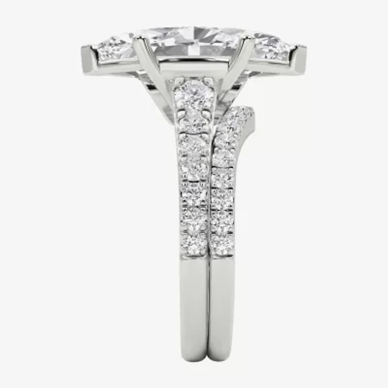 Grown Gorgeous (F / Vs2) Womens 8 /4 Ct. T.W. Lab White Diamond 14K Gold Marquise Side Stone Bridal Set