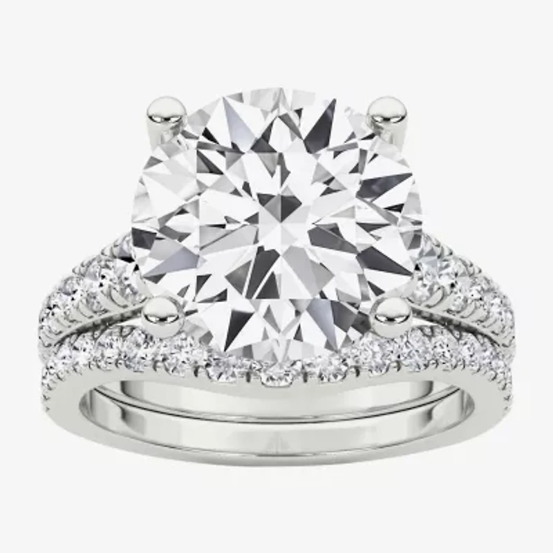 Grown Gorgeous ( F / Vs2 ) Womens 5 3/8 Ct. T.W. Lab White Diamond 14K Gold Round Side Stone Bridal Set
