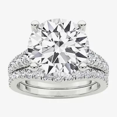 Grown Gorgeous ( F / Vs2 ) Womens 5 3/8 Ct. T.W. Lab White Diamond 14K Gold Round Side Stone Bridal Set