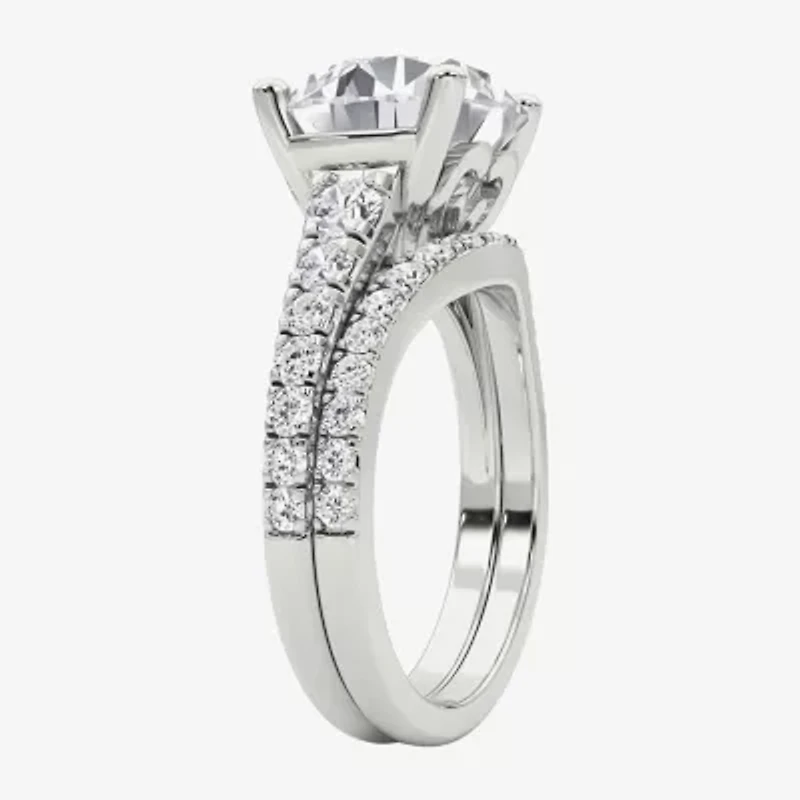 Grown Gorgeous ( F / Vs2 ) Womens 5 3/8 Ct. T.W. Lab White Diamond 14K Gold Round Side Stone Bridal Set