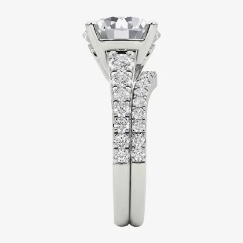 Grown Gorgeous ( F / Vs2 ) Womens 5 3/8 Ct. T.W. Lab White Diamond 14K Gold Round Side Stone Bridal Set