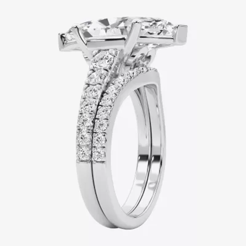 Grown Gorgeous ( F / Vs2 ) Womens 5 3/8 Ct. T.W. Lab White Diamond 14K Gold Marquise Side Stone Bridal Set