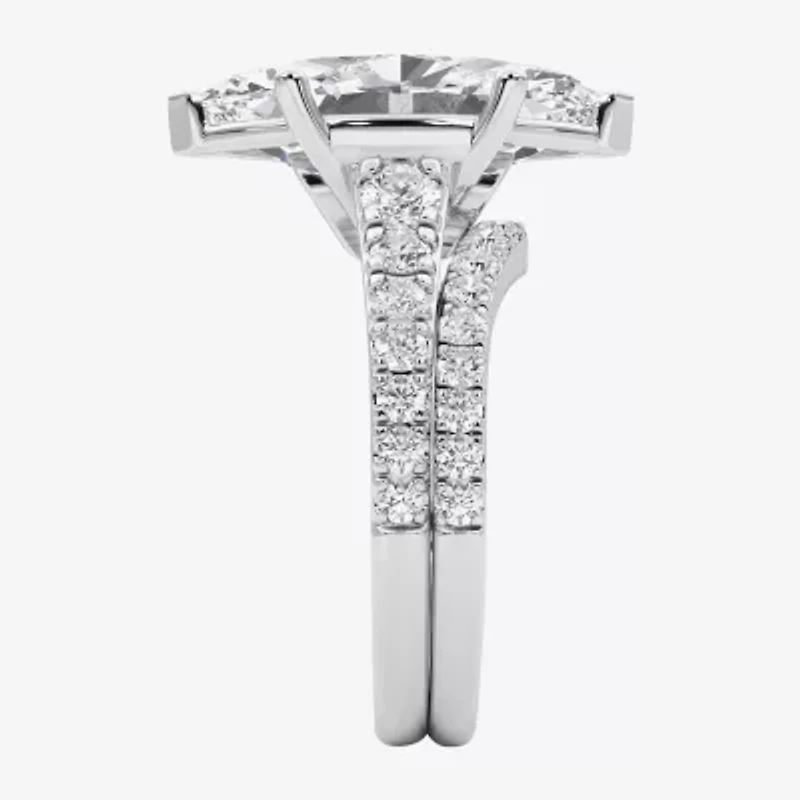 Grown Gorgeous ( F / Vs2 ) Womens 5 3/8 Ct. T.W. Lab White Diamond 14K Gold Marquise Side Stone Bridal Set