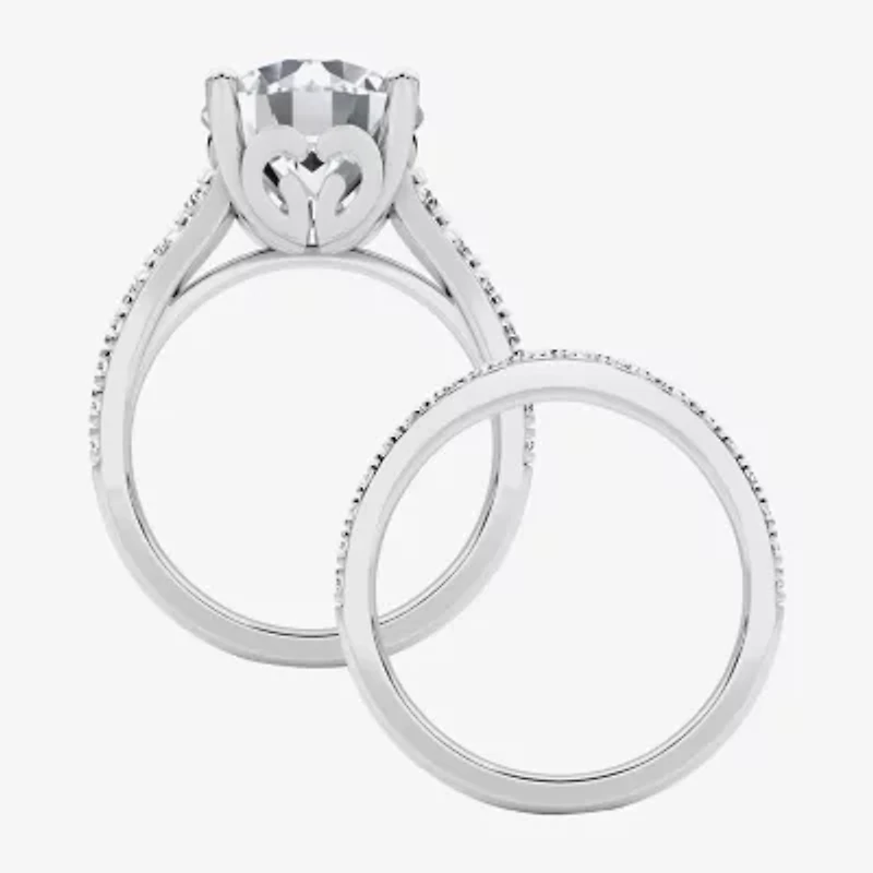 Grown Gorgeous ( F / Vs2 ) Womens 5 3/8 Ct. T.W. Lab White Diamond 14K Gold Round Side Stone Bridal Set