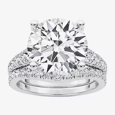 Grown Gorgeous ( F / Vs2 ) Womens 5 3/8 Ct. T.W. Lab White Diamond 14K Gold Round Side Stone Bridal Set
