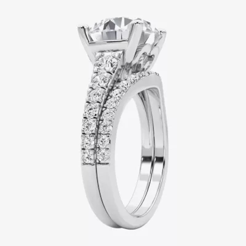 Grown Gorgeous ( F / Vs2 ) Womens 5 3/8 Ct. T.W. Lab White Diamond 14K Gold Round Side Stone Bridal Set