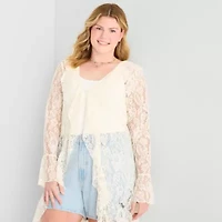 Forever 21 Womens Juniors Plus V Neck Long Sleeve Cardigan