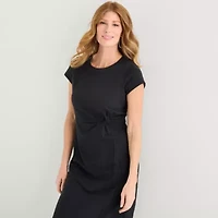 Liz Claiborne Womens Short Sleeve Midi Sheath Dress