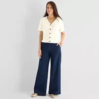 Liz Claiborne Womens V Neck Short Sleeve Polo Sweater