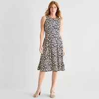 Danny & Nicole Womens Midi Abstract Jacket Dress