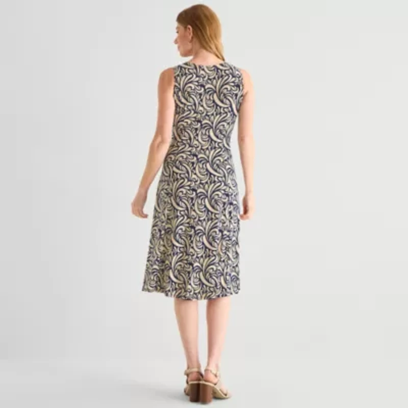 Danny & Nicole Womens Midi Abstract Jacket Dress