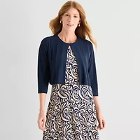 Danny & Nicole Womens Midi Abstract Jacket Dress
