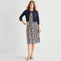 Danny & Nicole Womens Midi Abstract Jacket Dress