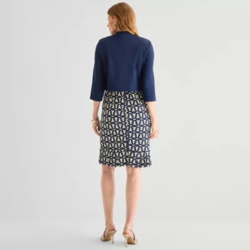 Maya Brooke Womens Abstract Jacket Dress