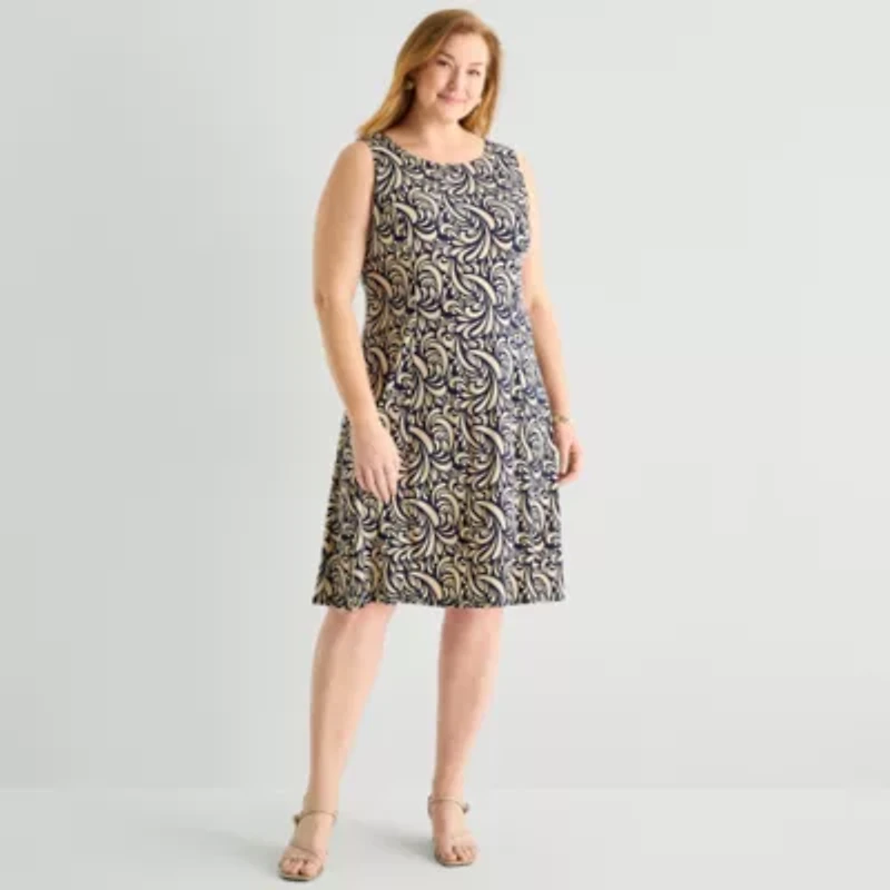 Danny & Nicole Womens Plus Abstract Jacket Dress