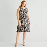 Danny & Nicole Womens Plus Abstract Jacket Dress