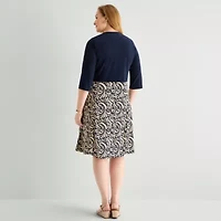 Danny & Nicole Womens Plus Abstract Jacket Dress