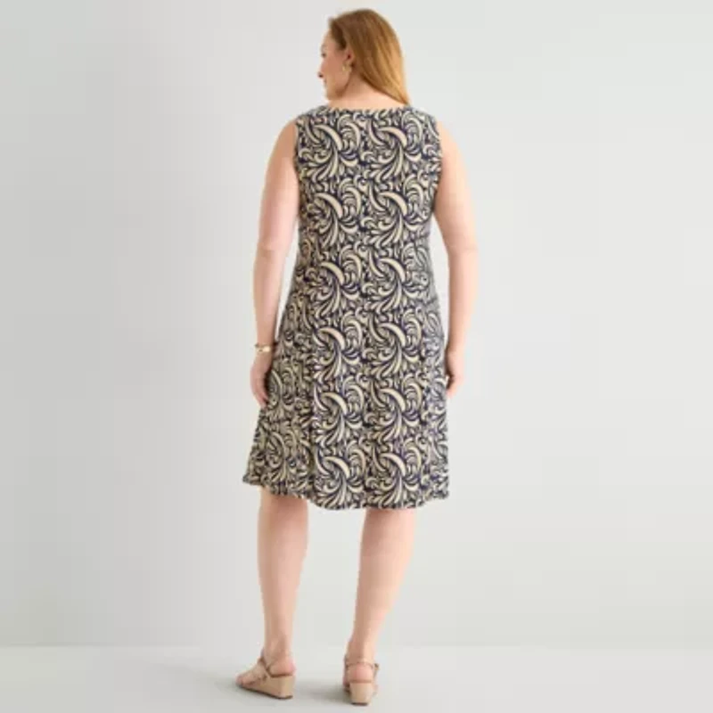 Danny & Nicole Womens Plus Abstract Jacket Dress