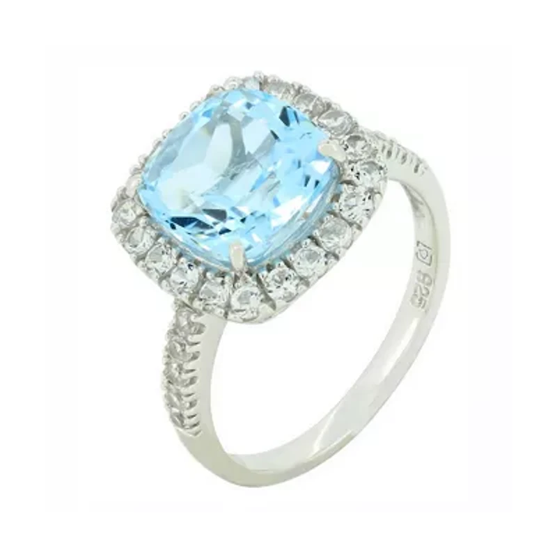 Genuine Blue Topaz & Lab-Created White Sapphire Sterling Silver Ring