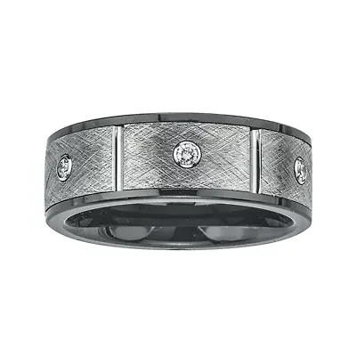 Mens 1/5 CT. T.W. Diamond, Ceramic and Tungsten Band Ring