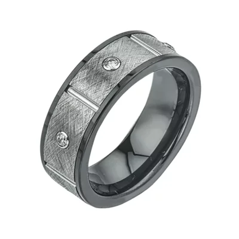 Mens 1/5 CT. T.W. Diamond, Ceramic and Tungsten Band Ring