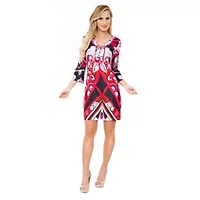 White Mark Viola Womens 3/4 Sleeve Abstract Sheath Dress