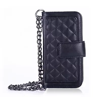 Genuine Leather Phone Case and Wallet Combination with Chain for Samsung Galaxy S7 Edge
