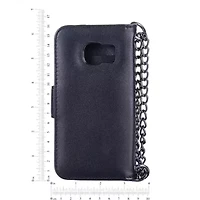 Genuine Leather Phone Case and Wallet Combination with Chain for Samsung Galaxy S7 Edge