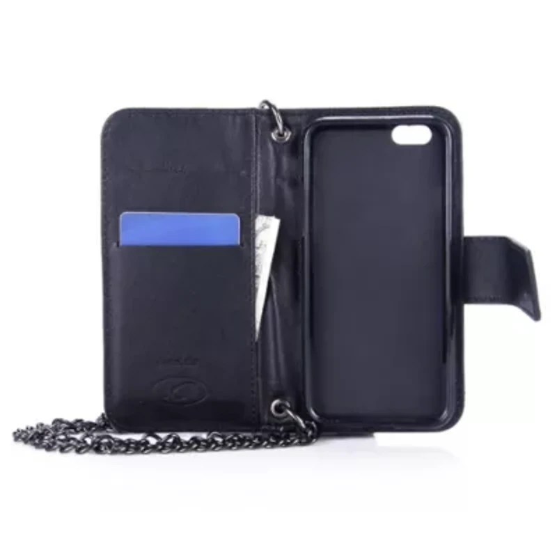 Genuine Leather Phone Case and Wallet Combination with Chain for iPhone 6S