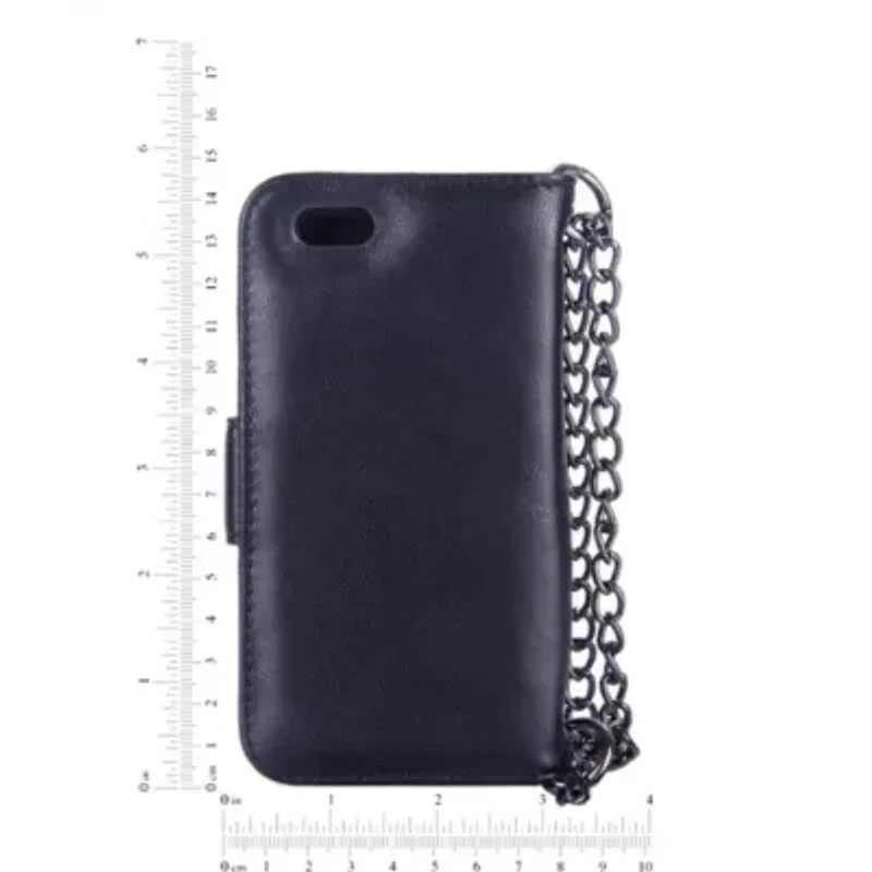 Genuine Leather Phone Case and Wallet Combination with Chain for iPhone 6S