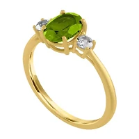 Gemstone 10K Gold 3-Stone Oval Cocktail Ring