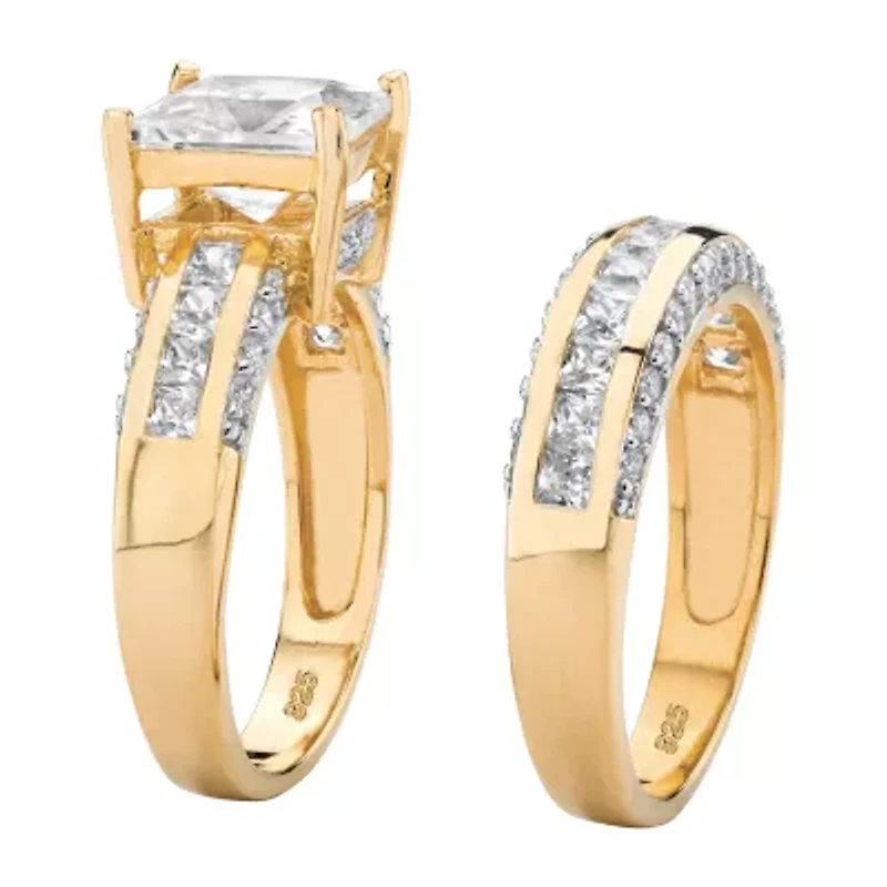 DiamonArt® Womens 3 1/4 CT. T.W. White Cubic Zirconia 14K Gold Over Silver Bridal Set