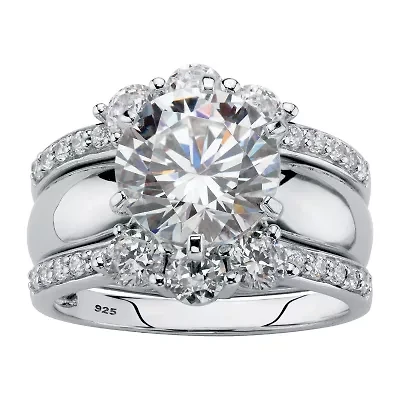 DiamonArt® Womens 4 3/4 CT. T.W. White Cubic Zirconia Platinum Over Silver Bridal Set