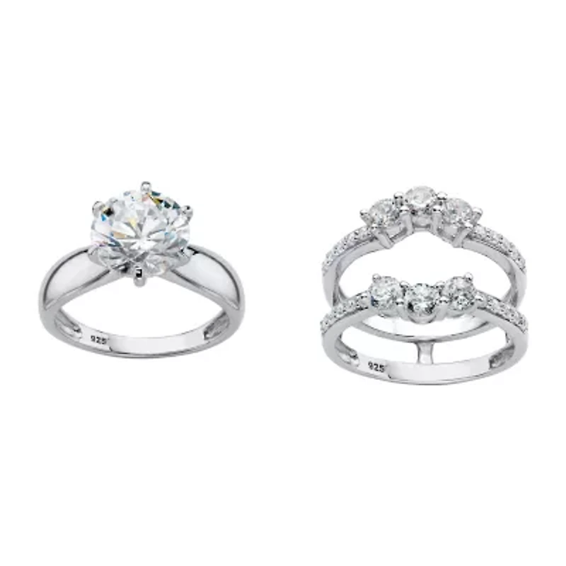 DiamonArt® Womens 4 3/4 CT. T.W. White Cubic Zirconia Platinum Over Silver Bridal Set