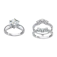DiamonArt® Womens 4 3/4 CT. T.W. White Cubic Zirconia Platinum Over Silver Bridal Set