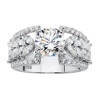 DiamonArt® Womens 4 CT. T.W. White Cubic Zirconia Platinum Over Silver Cocktail Ring